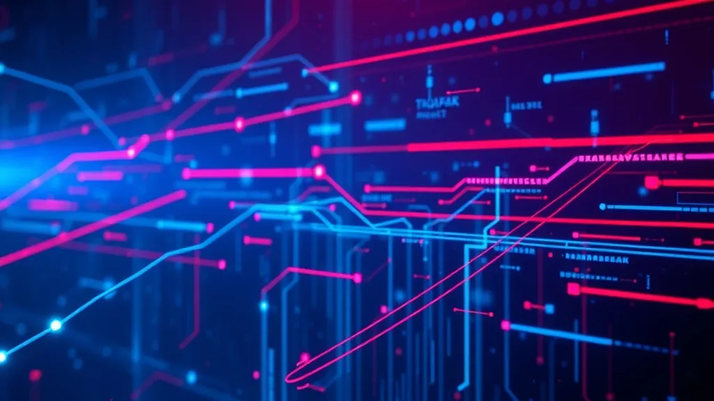 A high-tech digital abstract background with blue and red li